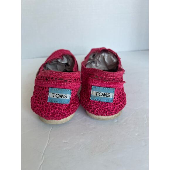 Toms Women’s Alpargata Moroccan Dark Pink Crochet Natural Cotton Flat Shoes Sz 8 - Picture 5 of 7